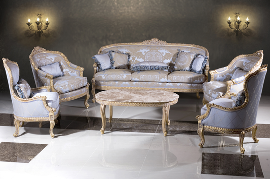 Lune Figée — Handcrafted Teak Rococo-Inspired Gilded Seating Set