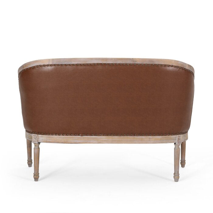 Brun Chuchoté — French Tufted Leather Loveseat