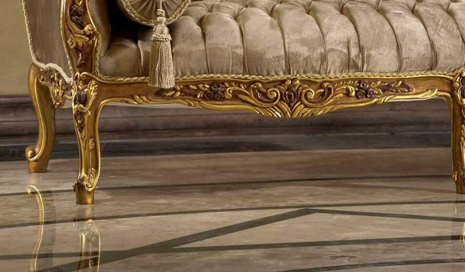 Rosée Baroque — Handcrafted Teak Gilded Carved French Sofa