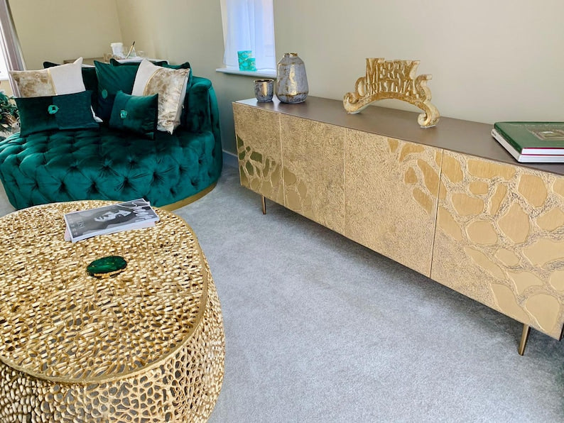 Golden Tides — Contemporary Gold Textured Four-Door Sideboard