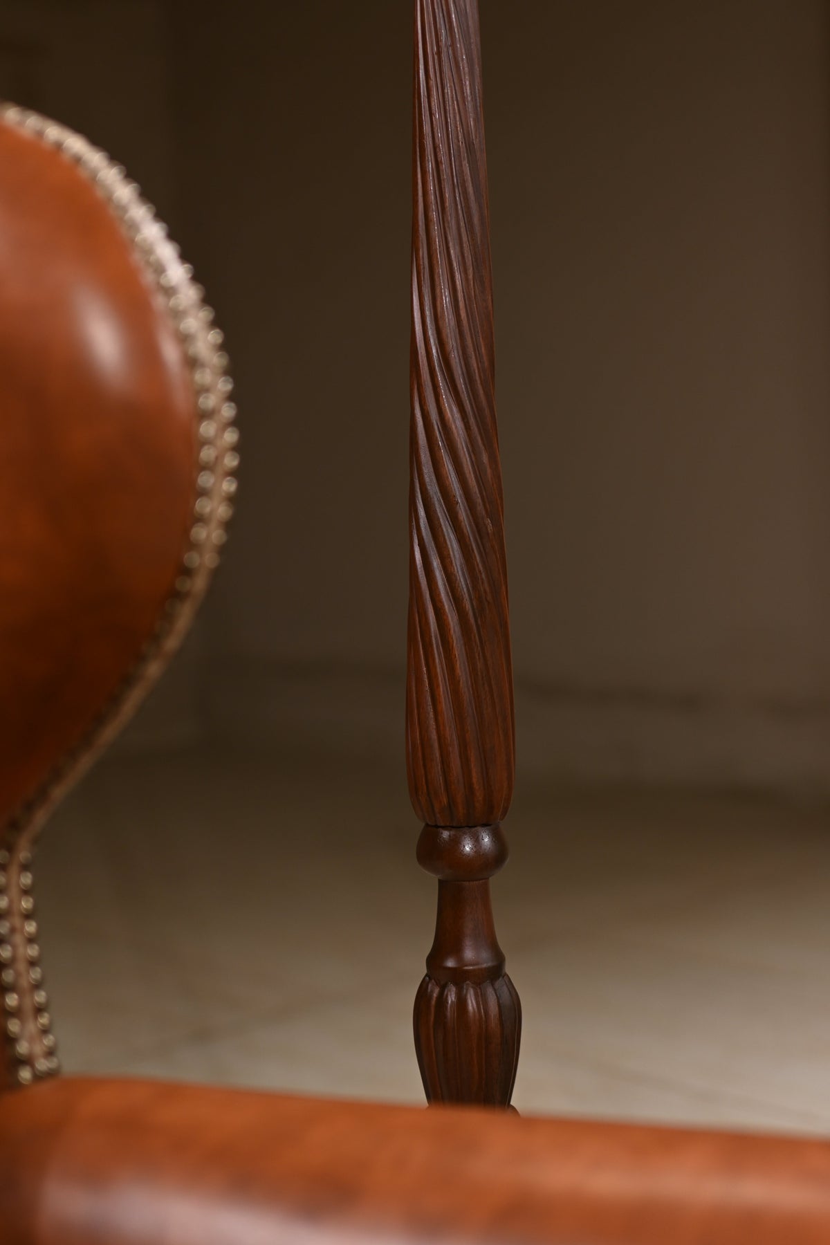 Domaine du Duc — Traditional Cognac Leather Wingback Armchair