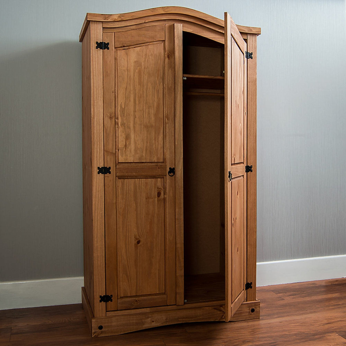 Ember & Iron — Rustic Two-Door Wood Wardrobe