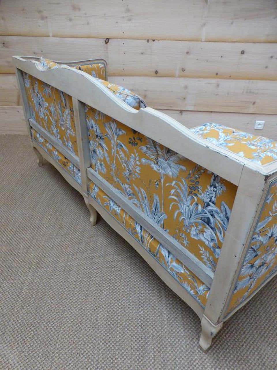 Moutarde Céleste — French Carved Floral Upholstered Sofa