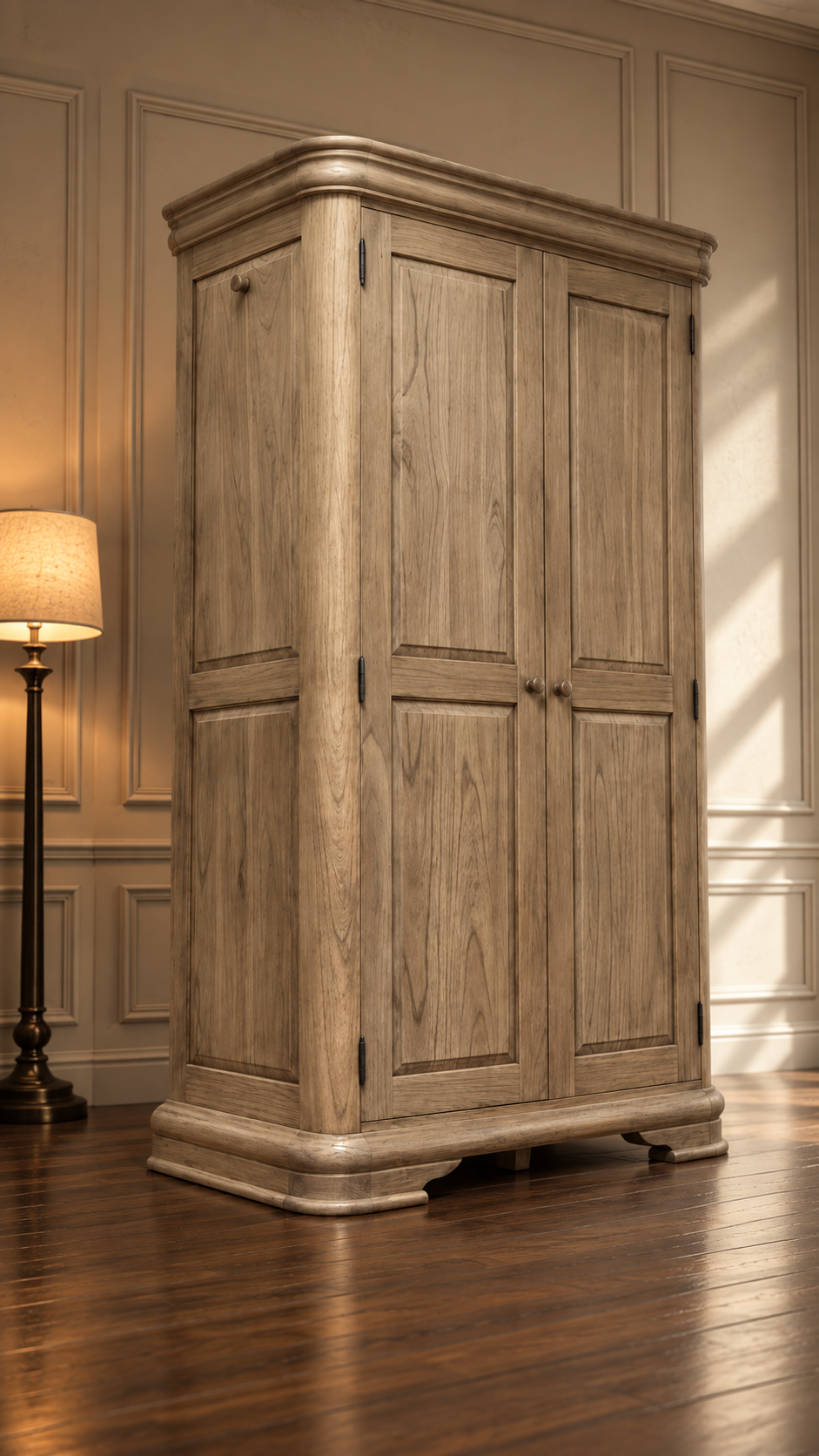 Ligne Brute — French Provincial Paneled Wood Wardrobe