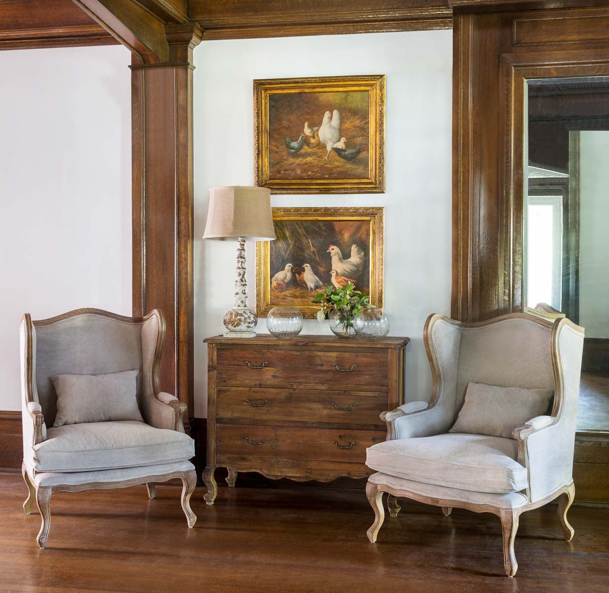 Élomaine — French Provincial Upholstered Wingback Armchair