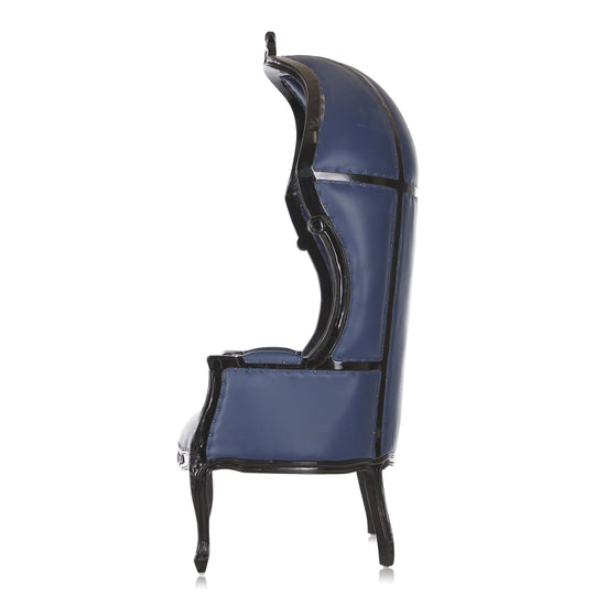 Tavainne — Gothic Blue Leather High-Back Armchair