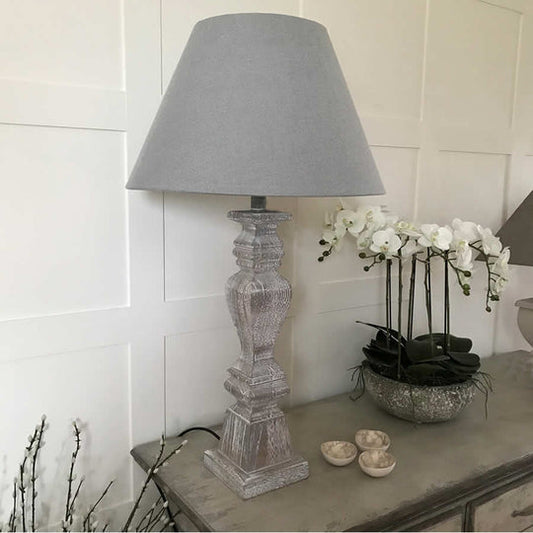 Le Gardien Gris — French Provincial Carved Wood Table Lamp