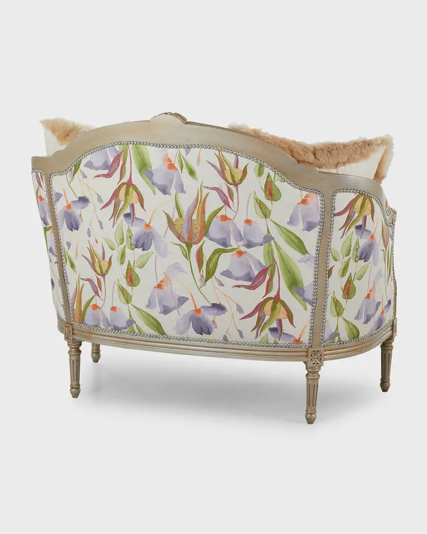 Decorative armchair with floral pattern on a white background