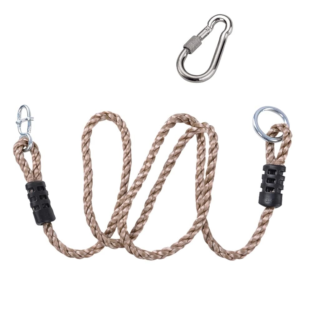 Rope with metal carabiners on a white background