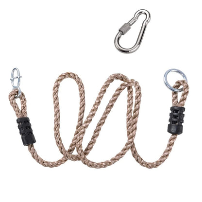 Rope with metal carabiners on a white background