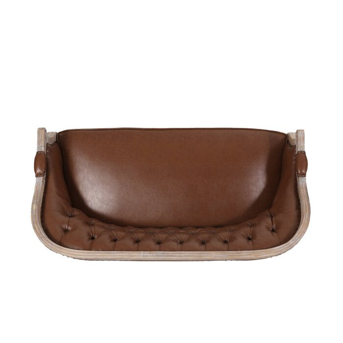Brun Chuchoté — French Tufted Leather Loveseat