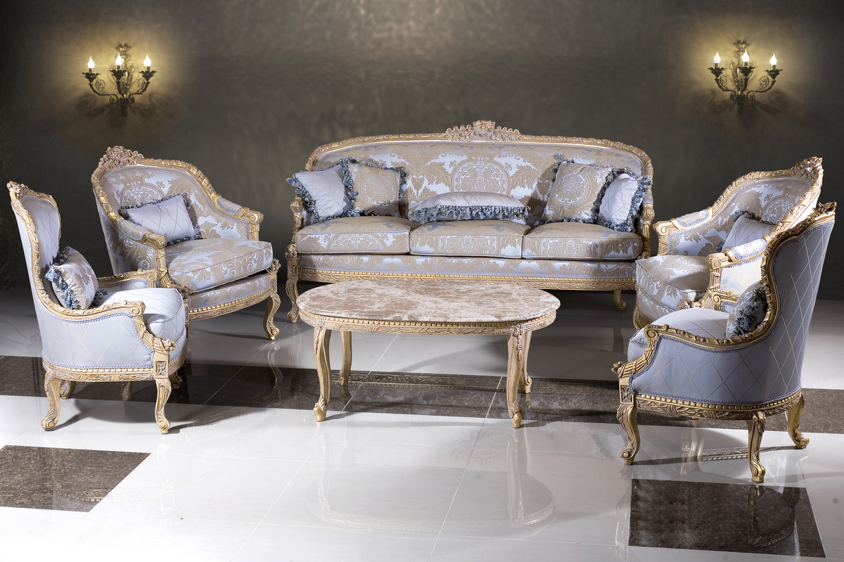 Lune Figée — Handcrafted Teak Rococo-Inspired Gilded Seating Set