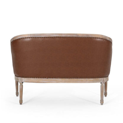 Brun Chuchoté — French Tufted Leather Loveseat