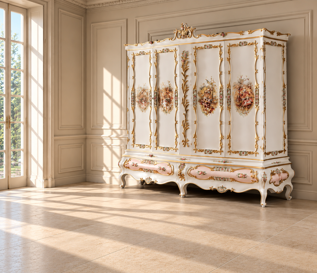 Le Récit d’Or — French Rococo Painted Gilded Cabinet