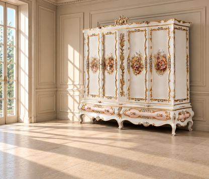 Le Récit d’Or — French Rococo Painted Gilded Cabinet