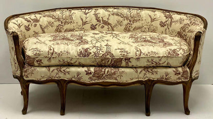 Fable Lattée — Louis XV-Inspired Carved Teak Toile Settee