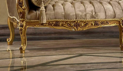 Rosée Baroque — Handcrafted Teak Gilded Carved French Sofa