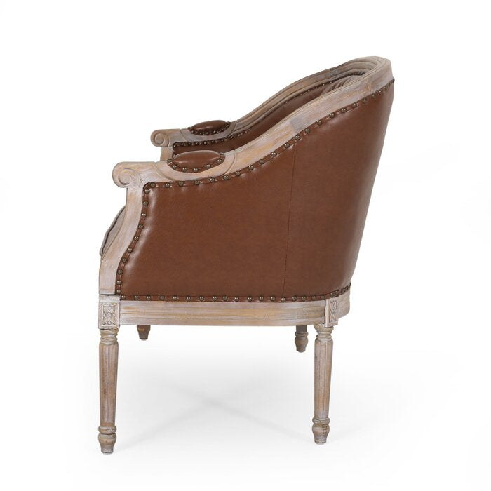 Brun Chuchoté — French Tufted Leather Loveseat