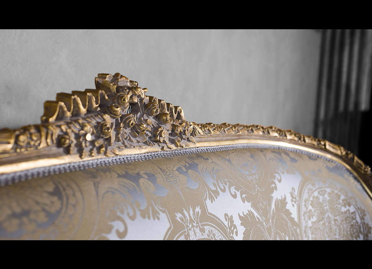 Lune Figée — Handcrafted Teak Rococo-Inspired Gilded Seating Set