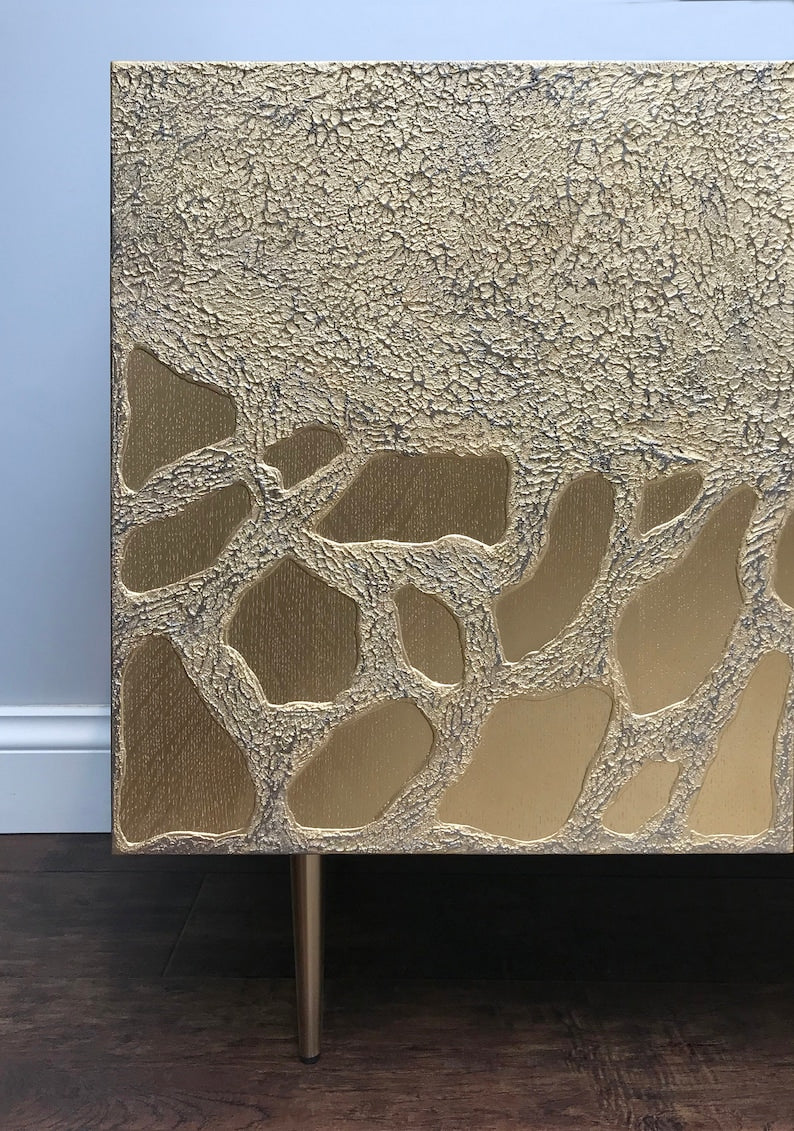 Golden Tides — Contemporary Gold Textured Four-Door Sideboard