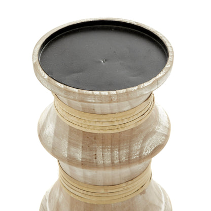 Whittled Whimsy — Natural Turned Wood Candle Holder Set