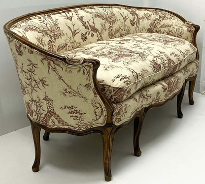 Fable Lattée — Louis XV-Inspired Carved Teak Toile Settee