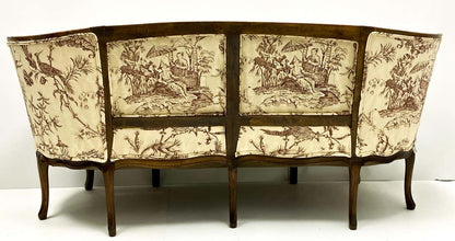 Fable Lattée — Louis XV-Inspired Carved Teak Toile Settee