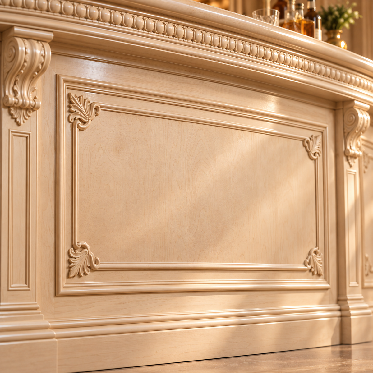 Velvet Twilight — French Neoclassical Carved Bar Counter
