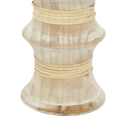 Whittled Whimsy — Natural Turned Wood Candle Holder Set