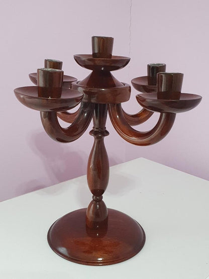 Rochelle Candelabra — Traditional Five-Light Wooden Candle Holder