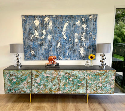 Verdant Bloom — Contemporary Abstract Four-Door Sideboard