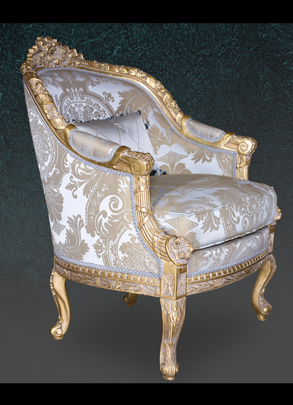 Lune Figée — Handcrafted Teak Rococo-Inspired Gilded Seating Set