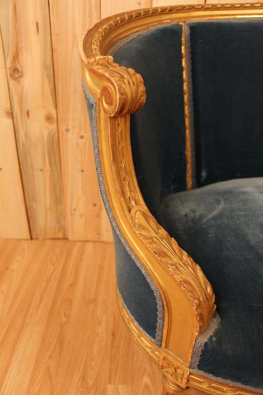 Saphir Impérial — French Neoclassical Gilded Settee