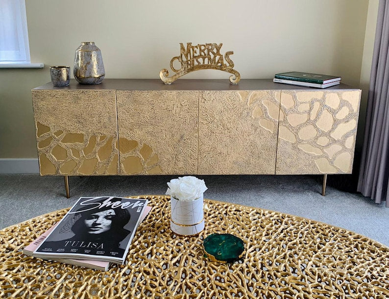 Golden Tides — Contemporary Gold Textured Four-Door Sideboard