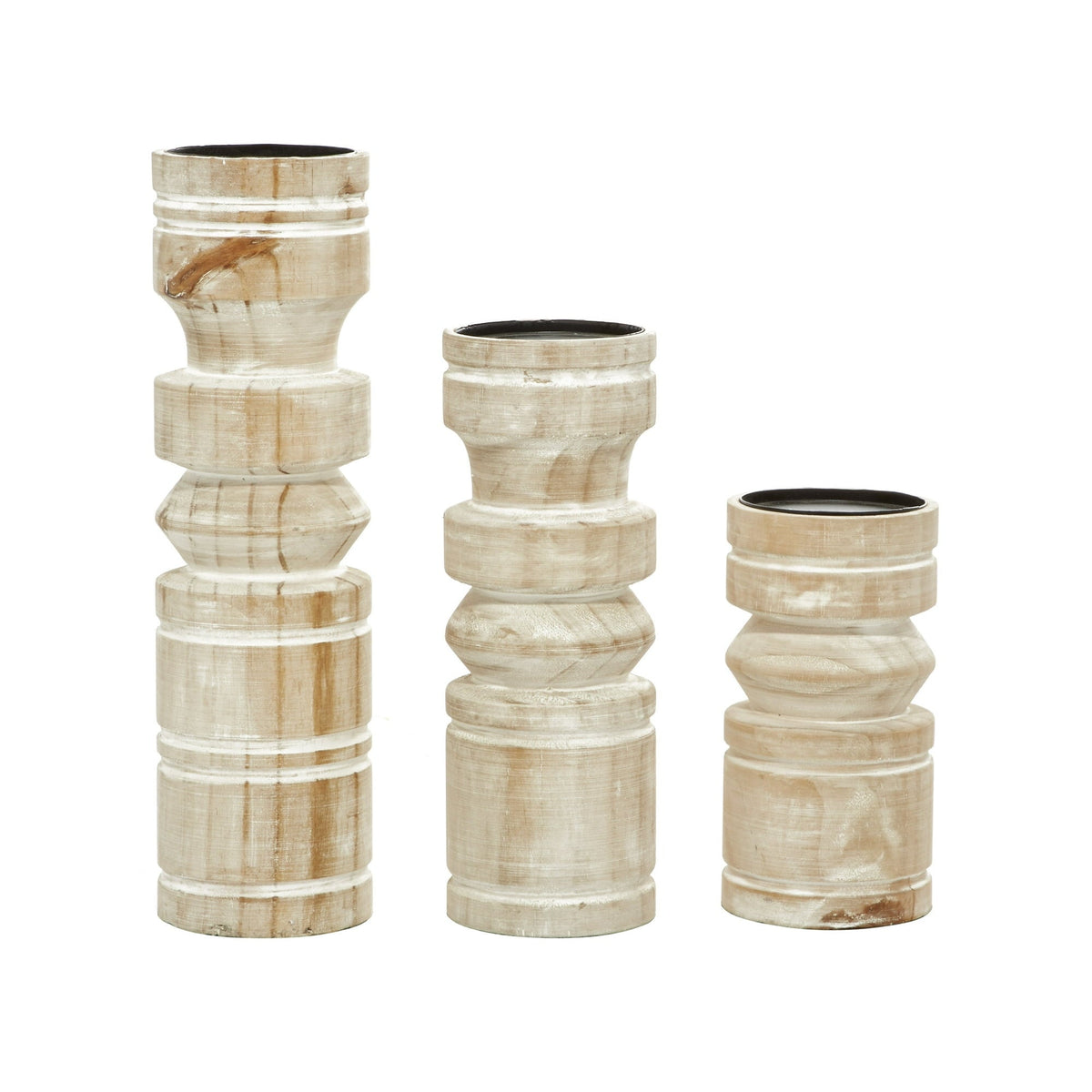 Nordic Whittles — Natural Turned Wood Candle Holder Set