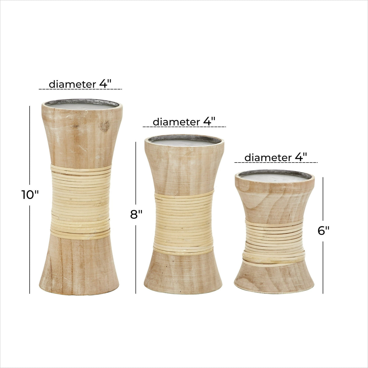 Solène Candles — Natural Turned Wood Candle Holder Set