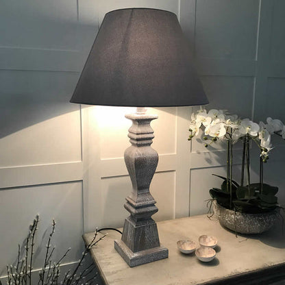 Le Gardien Gris — French Provincial Carved Wood Table Lamp
