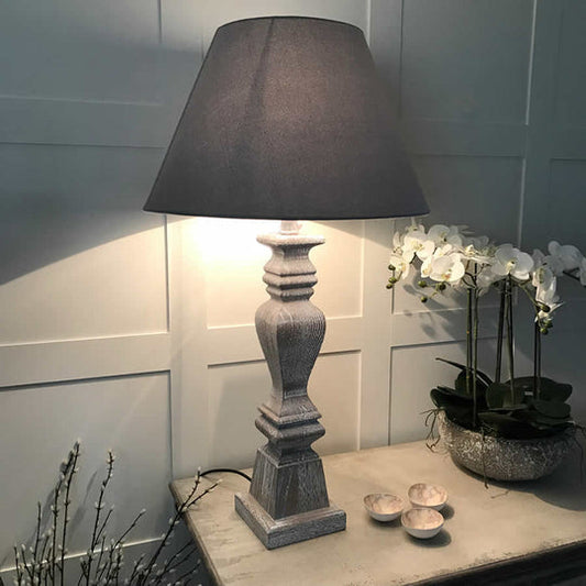 Le Gardien Gris — French Provincial Carved Wood Table Lamp