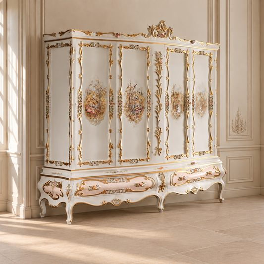 Le Récit d’Or — French Rococo Painted Gilded Cabinet