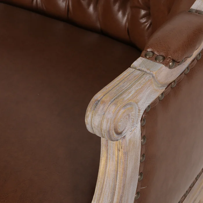 Brun Chuchoté — French Tufted Leather Loveseat