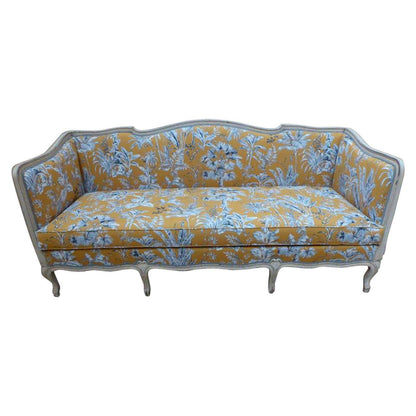 Moutarde Céleste — French Carved Floral Upholstered Sofa