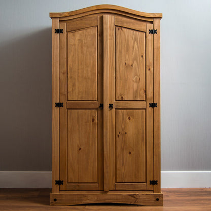 Ember & Iron — Rustic Two-Door Wood Wardrobe