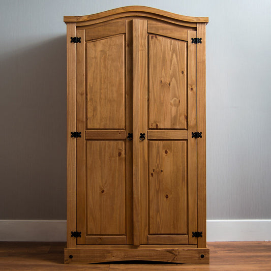 Ember & Iron — Rustic Two-Door Wood Wardrobe