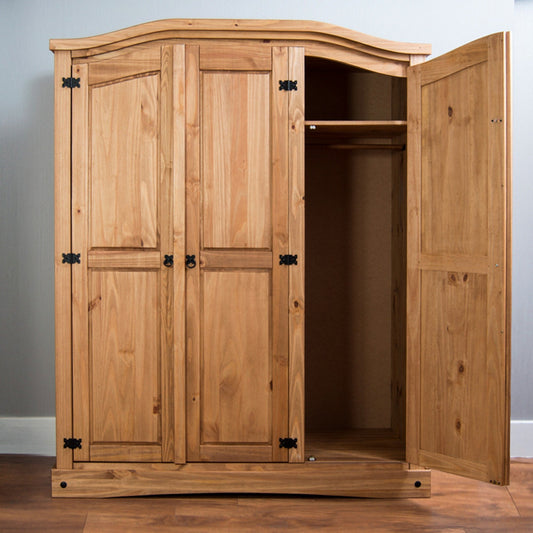 Le Bastion du Bois — Rustic Three-Door Wood Wardrobe