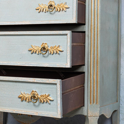 Château Bleu Buffet — French Provincial Carved Chest of Drawers