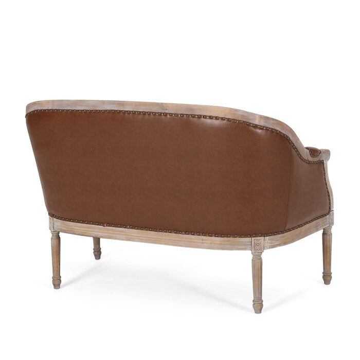 Brun Chuchoté — French Tufted Leather Loveseat