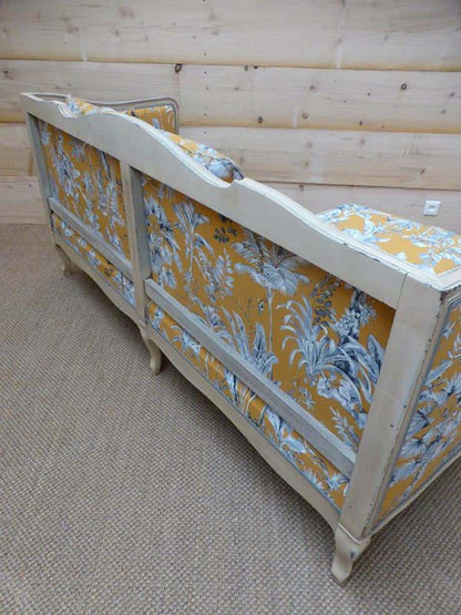 Moutarde Céleste — French Carved Floral Upholstered Sofa