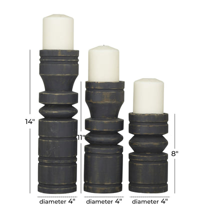 Charwood Serenade — Black Turned Wood Candle Holder Set