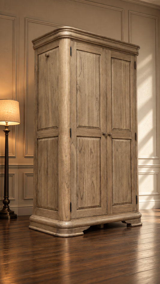 Ligne Brute — French Provincial Paneled Wood Wardrobe