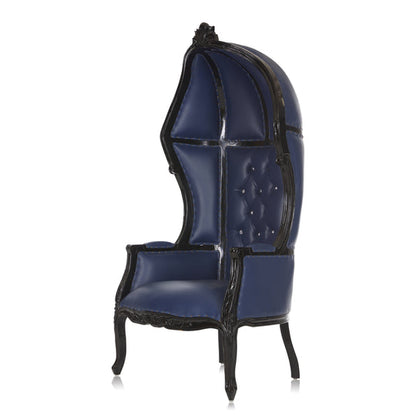 Tavainne — Gothic Blue Leather High-Back Armchair